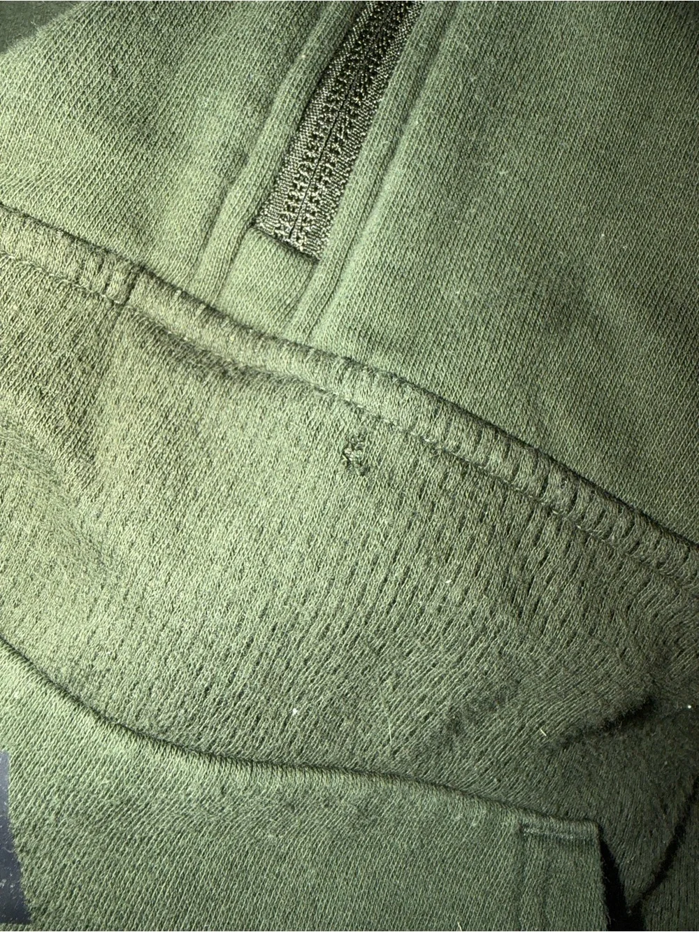 Adidas Hoodie Olive Green Black Half-Zip Up Long Sleeve Pull Over Top XL